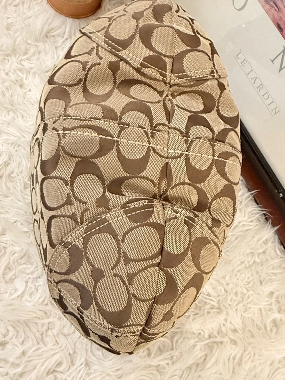 Coach Signature Canvas Hobo Bag in Beige and Brown - Picture 6 of 9